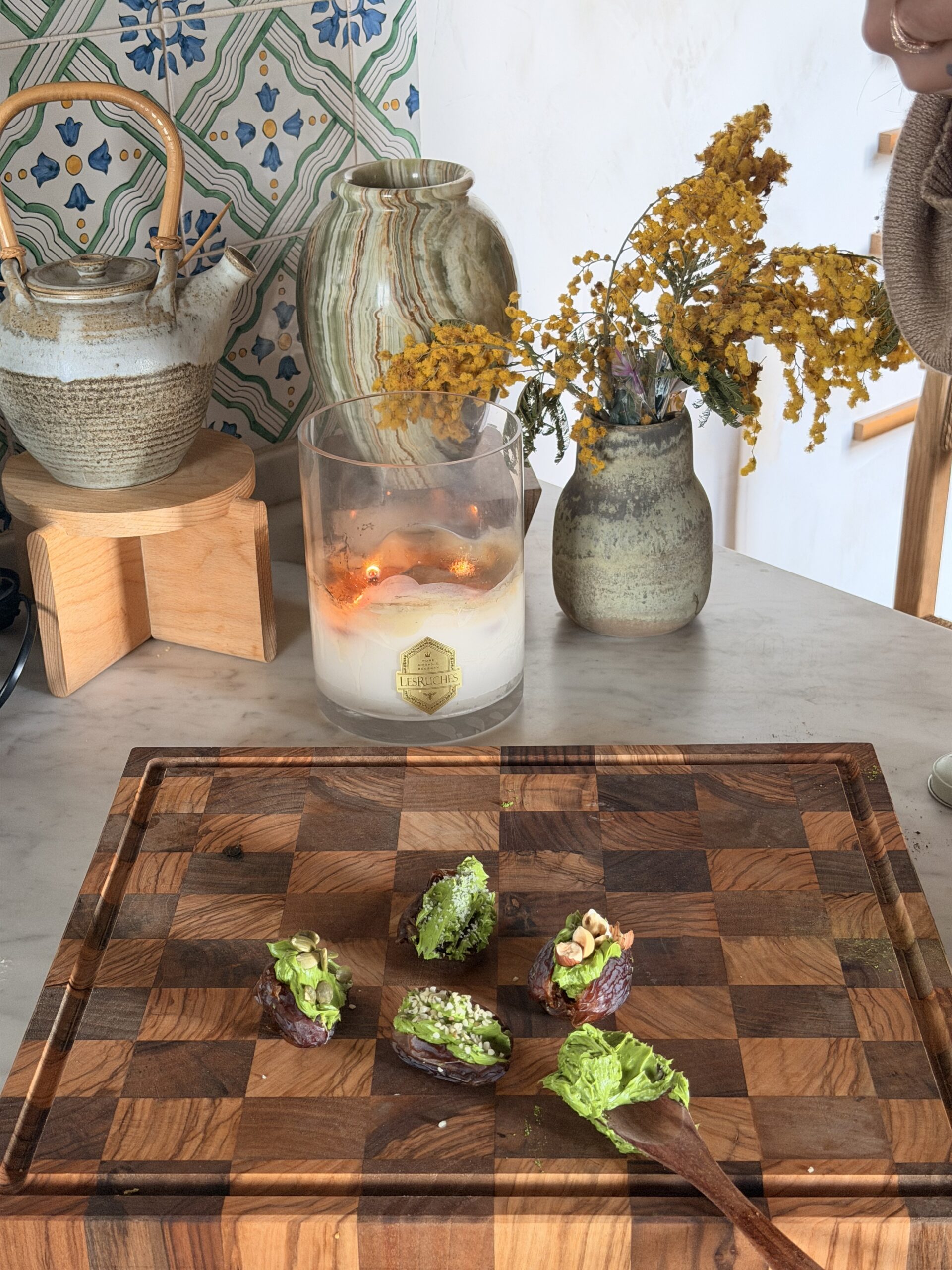 Matcha Butter Stuffed Dates